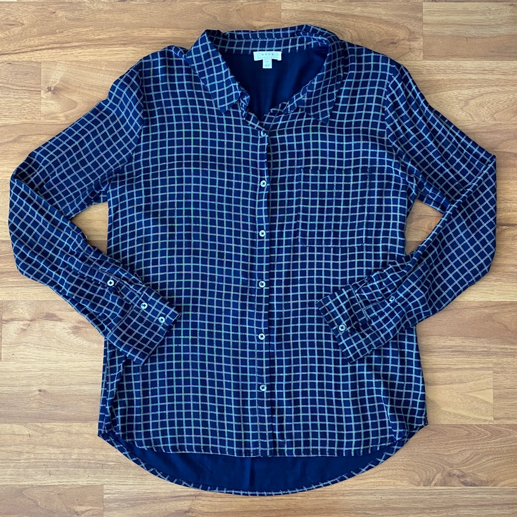 Soft Joie Plaid Check Print Button Down Shirt Size M
